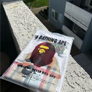 Bape White and Red Graphic T-Shirt